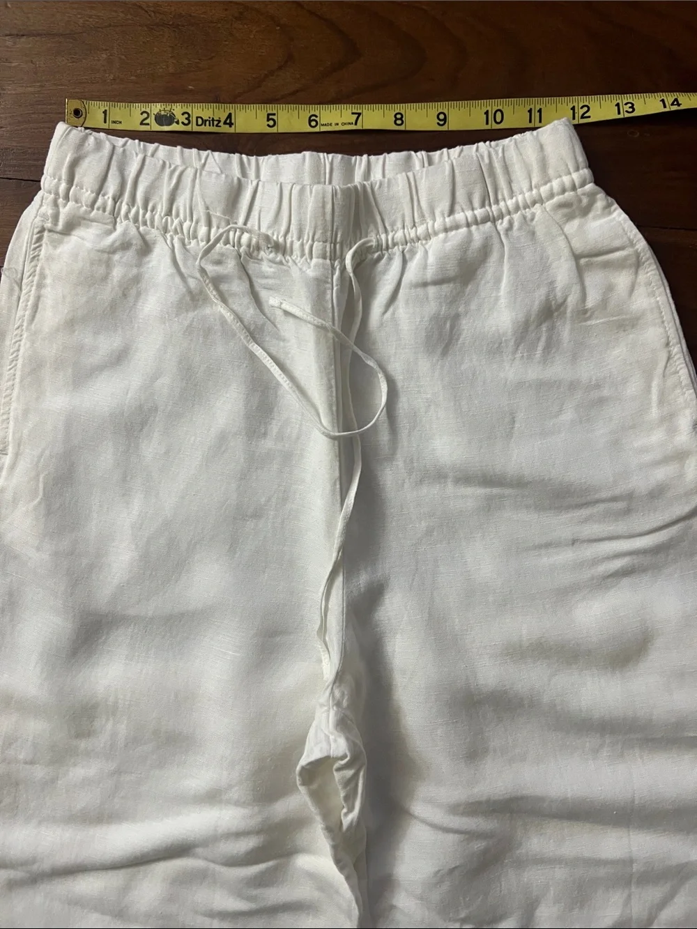 H&M White Women’s Linen-Blend Drawstring Pants